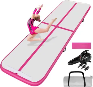 COVERONICS Air Gymnastics Training Mats - 10FT/13FT/16FT Inflatable Gymnastics Mats Tumble Track with Electric Pump & Storage Bag for Gymnastics Training/Home&Outdoor Use/Cheerleading/Yoga/Water