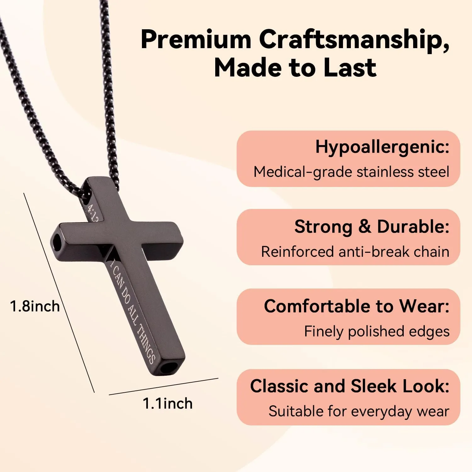 Cross Breathing Necklace, Breathlink Quit Smoking Aid, Inspirational Bible Verse Anti-Anxiety Mindfulness Necklace, Premium Stainless Steel Breathwork Tool, Anxiety Relief Items Gift