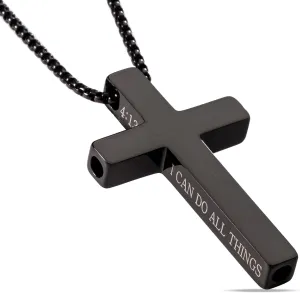 Cross Breathing Necklace, Breathlink Quit Smoking Aid, Inspirational Bible Verse Anti-Anxiety Mindfulness Necklace, Premium Stainless Steel Breathwork Tool, Anxiety Relief Items Gift
