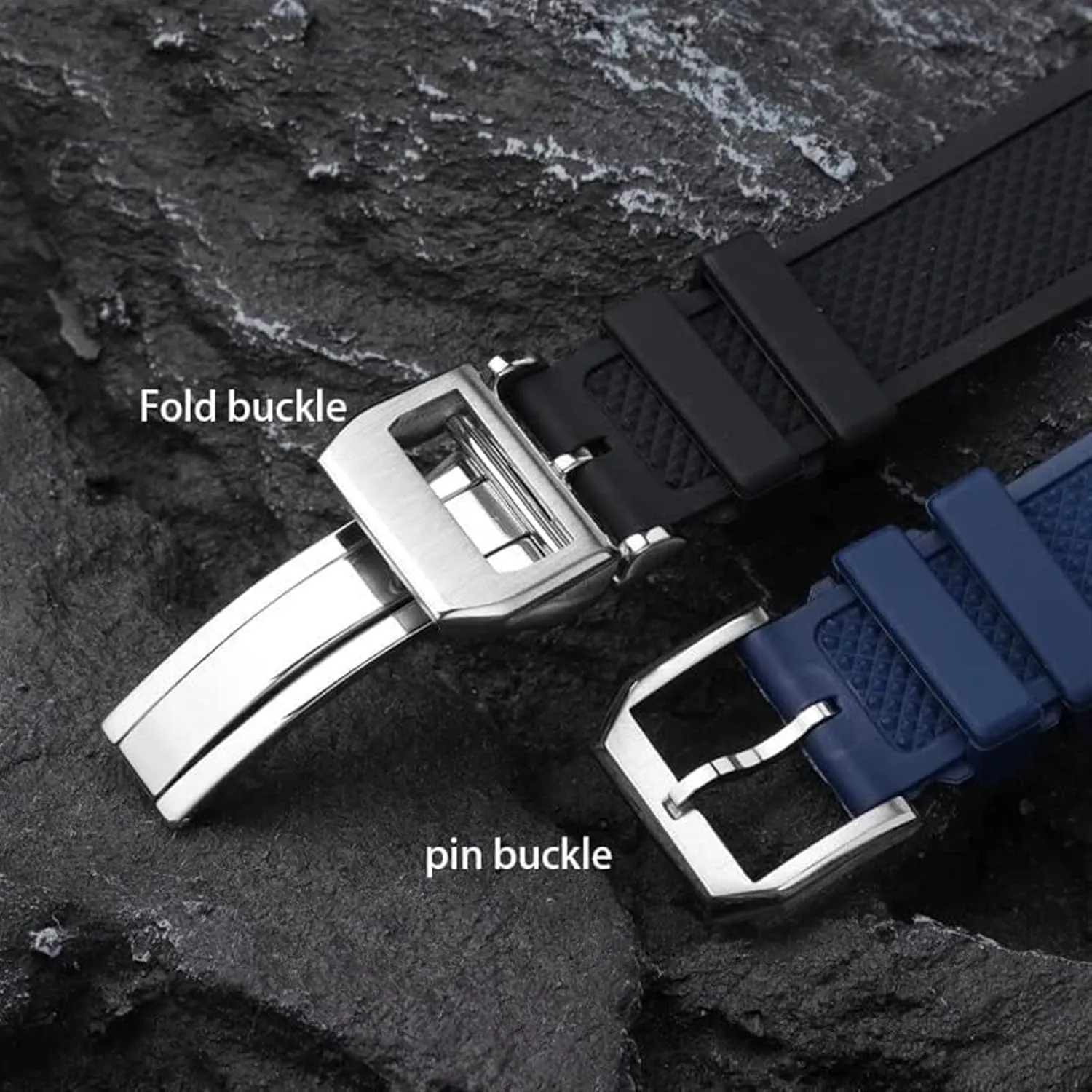 Curved End Rubber Watch Strap for Iwc IW390502 IW390209 Watchband with Folding Clasp 22mm Wristwatches Belt