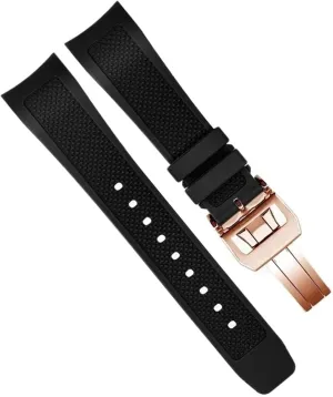 Curved End Rubber Watch Strap for Iwc IW390502 IW390209 Watchband with Folding Clasp 22mm Wristwatches Belt