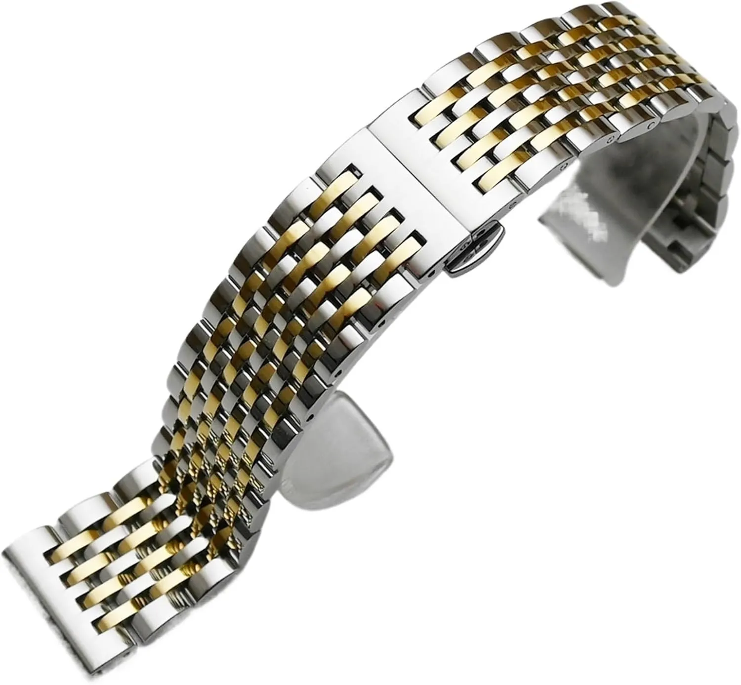 Curved End Stainless Steel Watch Strap Metal Replacement Watchbands Men Woman Universal Strap