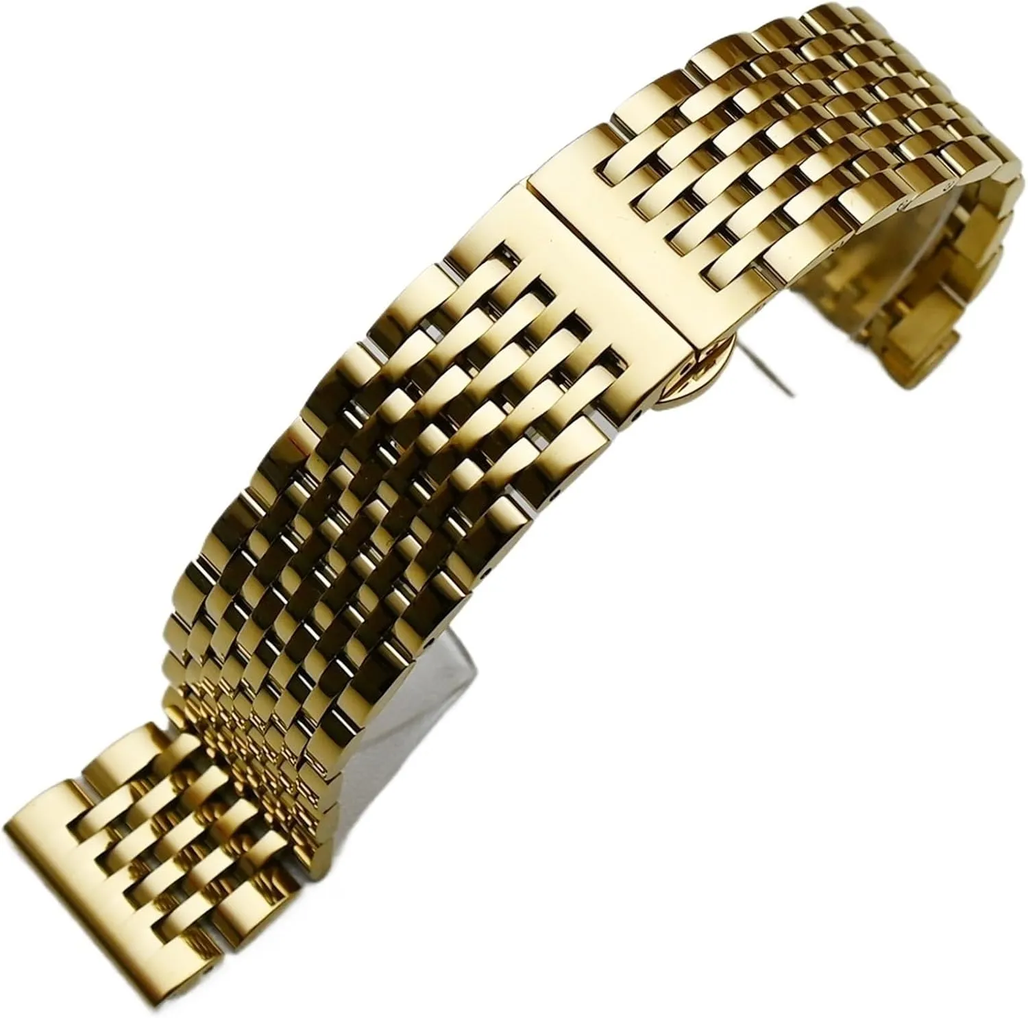 Curved End Stainless Steel Watch Strap Metal Replacement Watchbands Men Woman Universal Strap