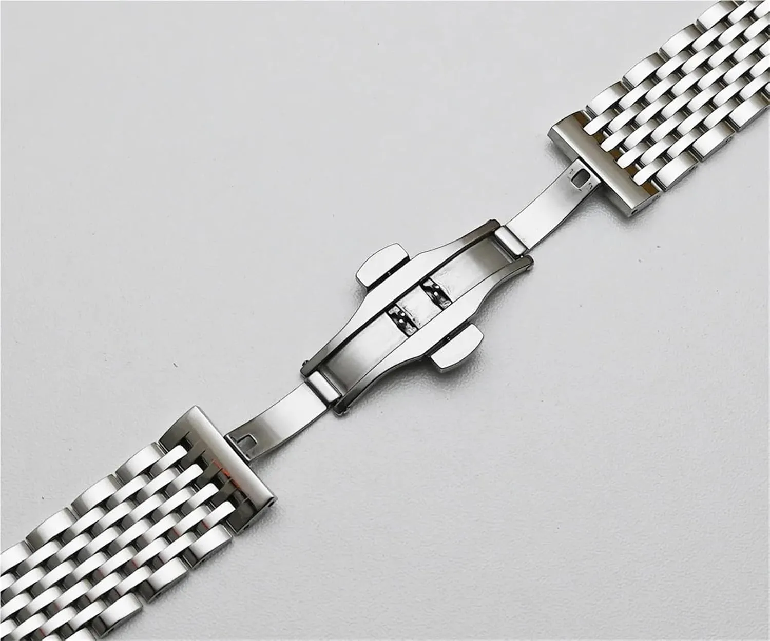 Curved End Stainless Steel Watch Strap Metal Replacement Watchbands Men Woman Universal Strap