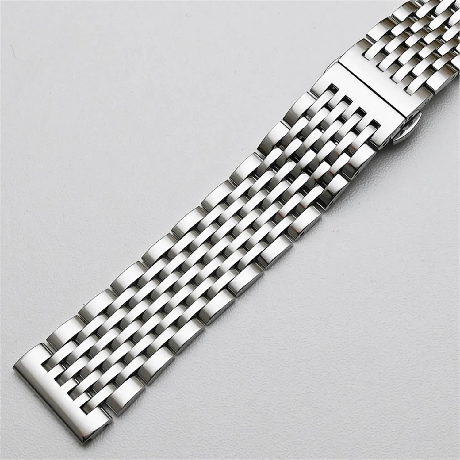 Curved End Stainless Steel Watch Strap Metal Replacement Watchbands Men Woman Universal Strap