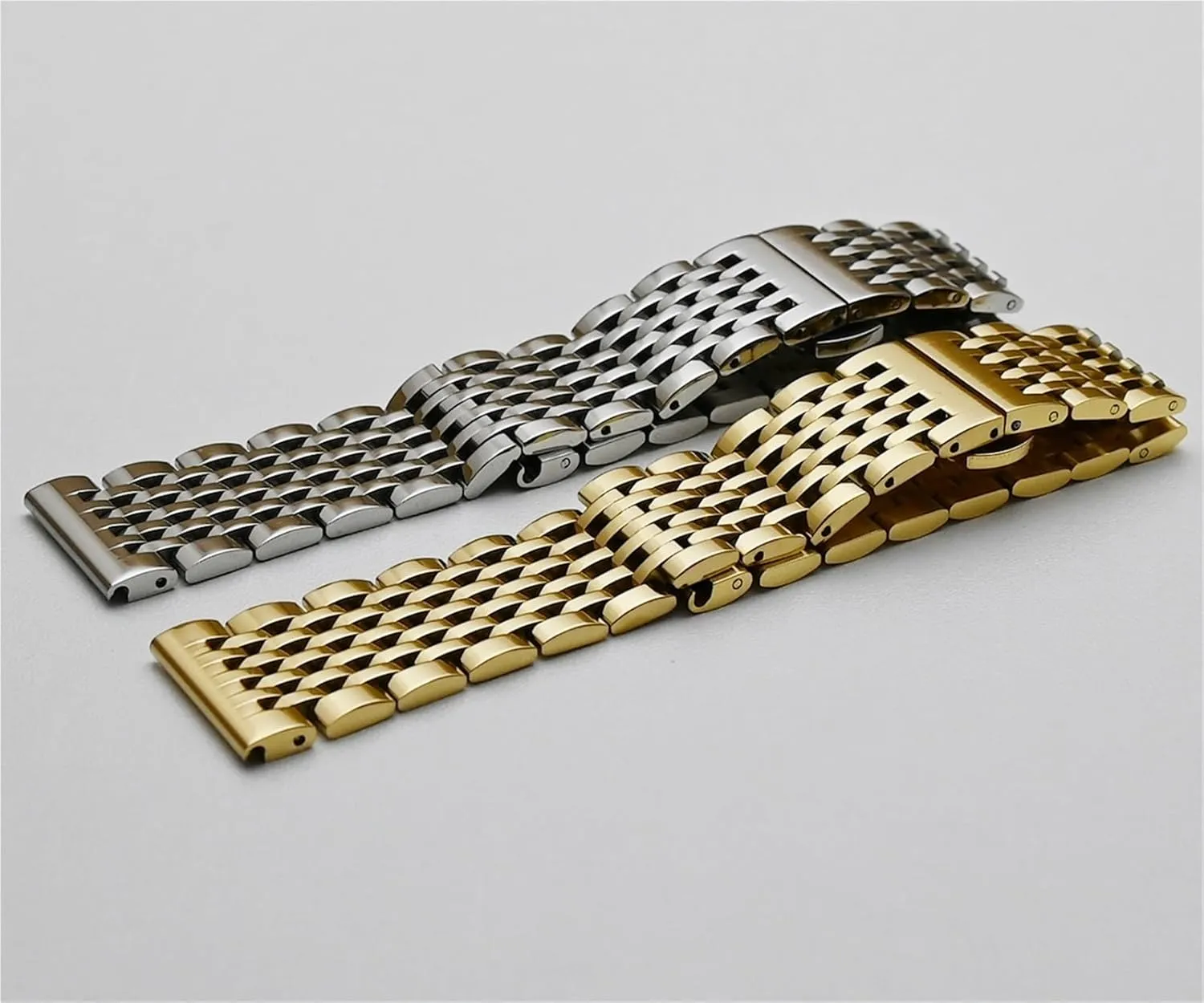 Curved End Stainless Steel Watch Strap Metal Replacement Watchbands Men Woman Universal Strap