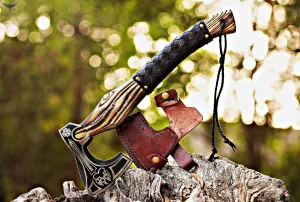 Custom Gift Forged Carbon Steel Viking Axe with Rose Wood Shaft, Viking Bearded Camping Axe & Hatchet, Best Birthday Gift for Him, 18 Inches (Valhalla Axe)