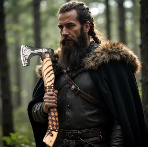 Custom Handmade Viking Axe - Carbon Steel Blade, Ash Wood Handle, Hand-Forged Battle Axe for Camping, Hunting, Bushcraft, and Collectors (Thorg)