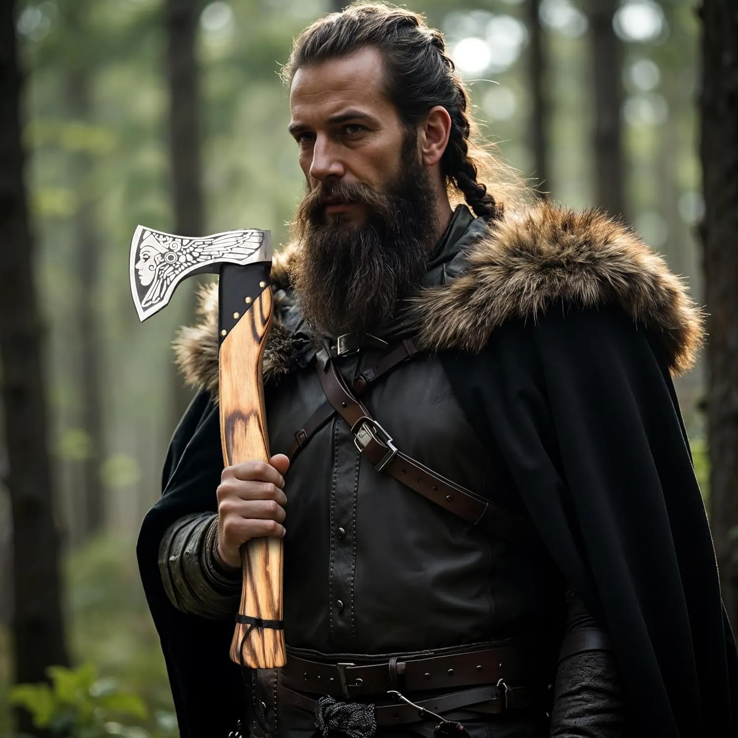 Custom Handmade Viking Axe - Carbon Steel Blade, Ash Wood Handle, Hand-Forged Battle Axe for Camping, Hunting, Bushcraft, and Collectors