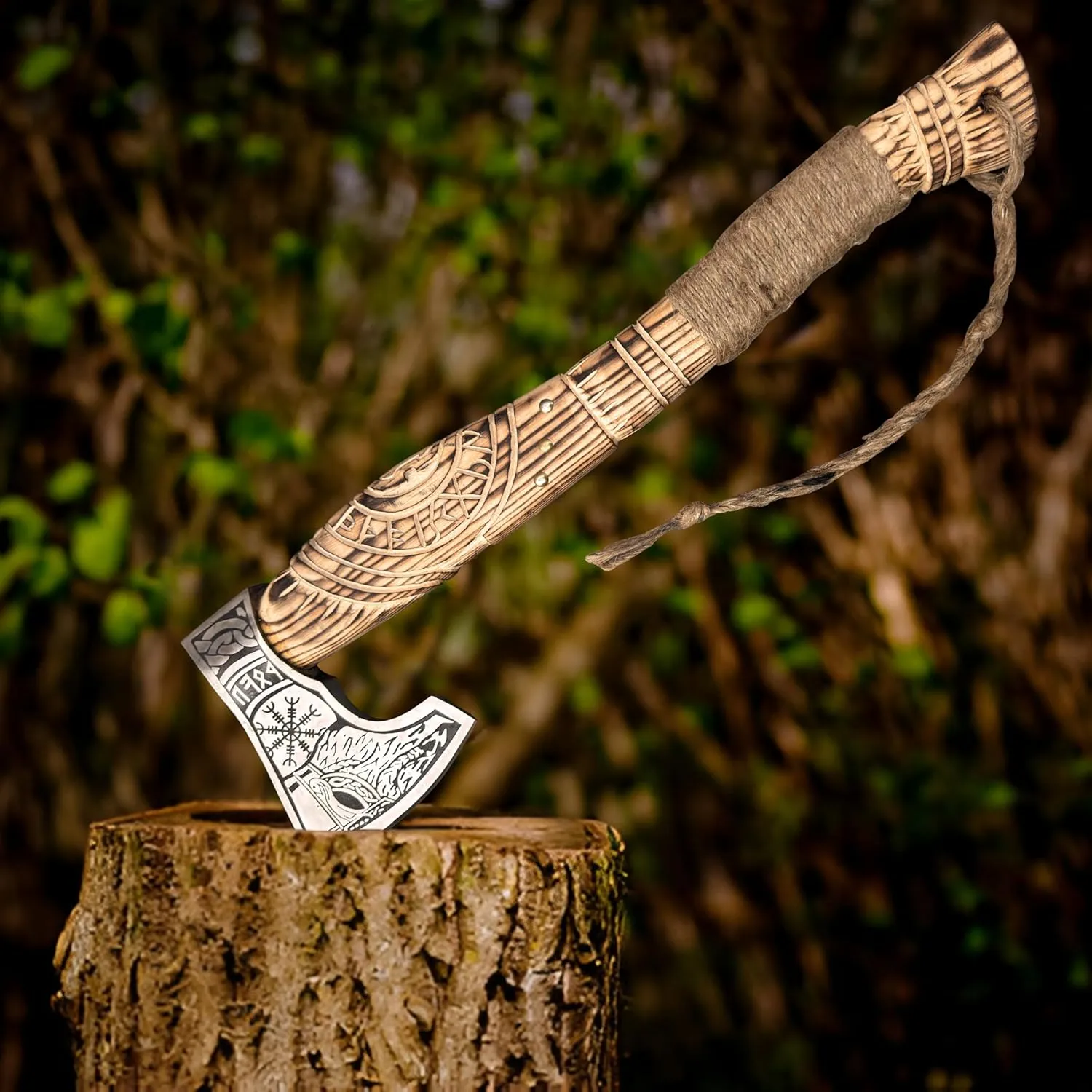 Custom Handmade Viking Axe - Carbon Steel Blade, Ash Wood Handle, Hand-Forged Battle Axe for Camping, Hunting, Bushcraft, and Collectors