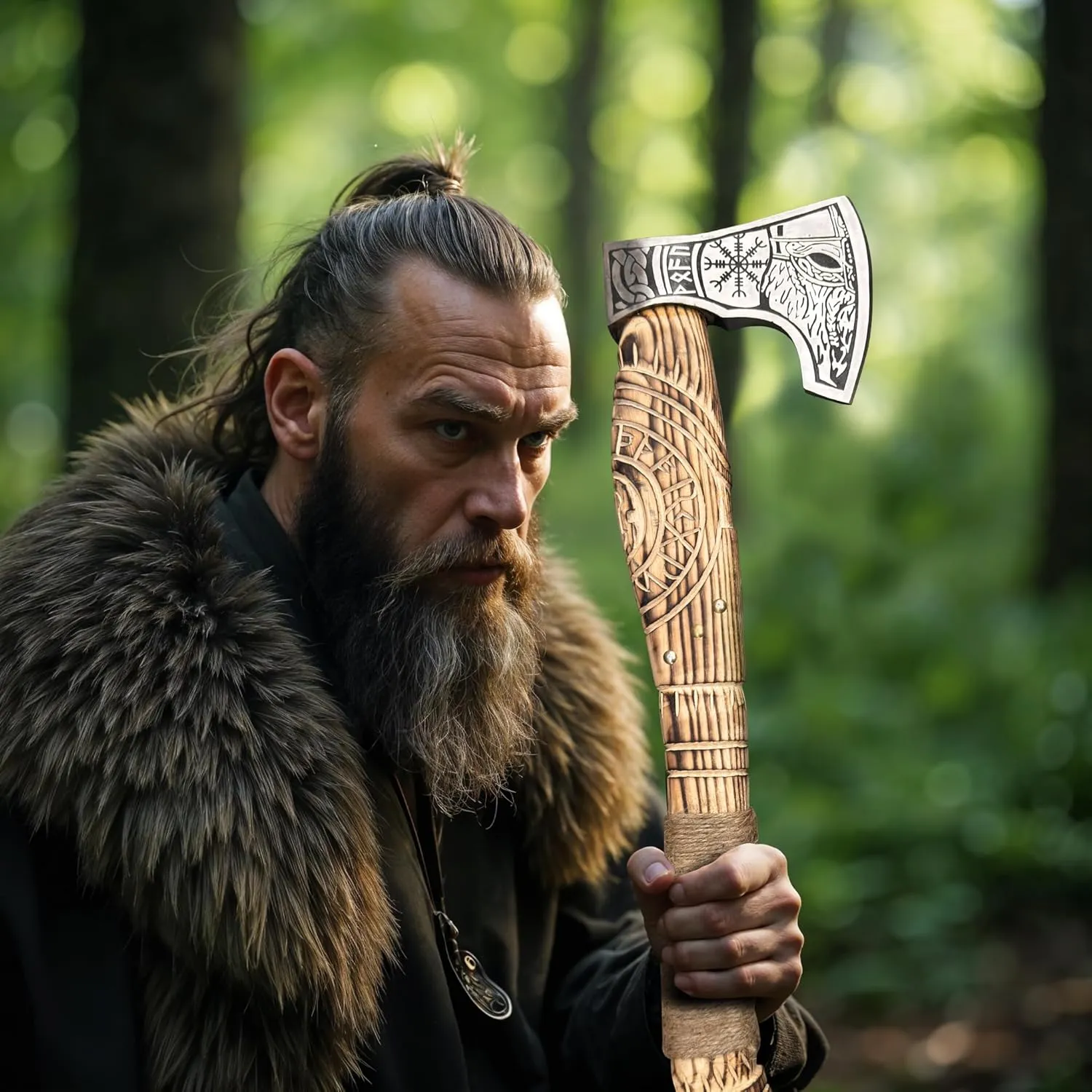 Custom Handmade Viking Axe - Carbon Steel Blade, Ash Wood Handle, Hand-Forged Battle Axe for Camping, Hunting, Bushcraft, and Collectors