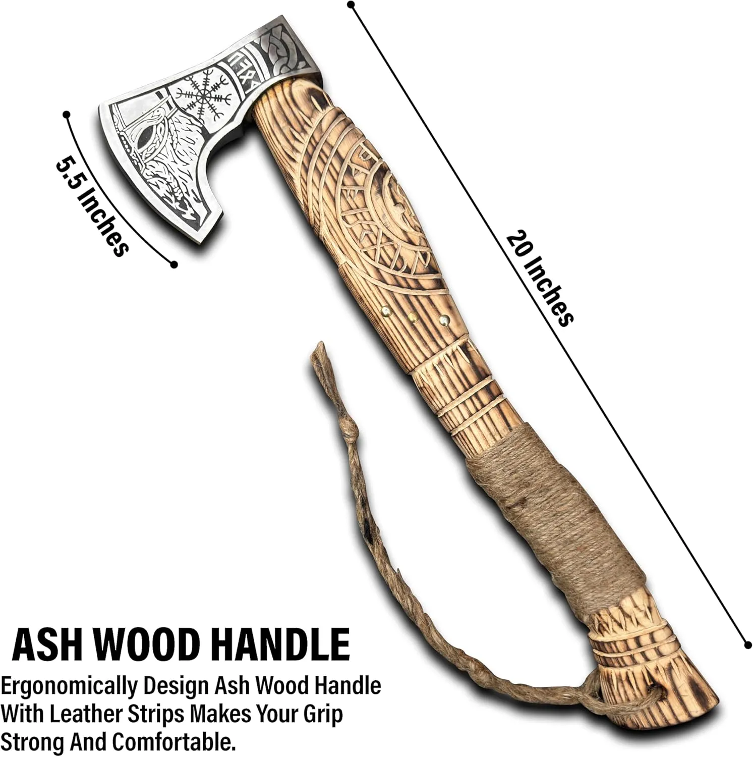 Custom Handmade Viking Axe - Carbon Steel Blade, Ash Wood Handle, Hand-Forged Battle Axe for Camping, Hunting, Bushcraft, and Collectors