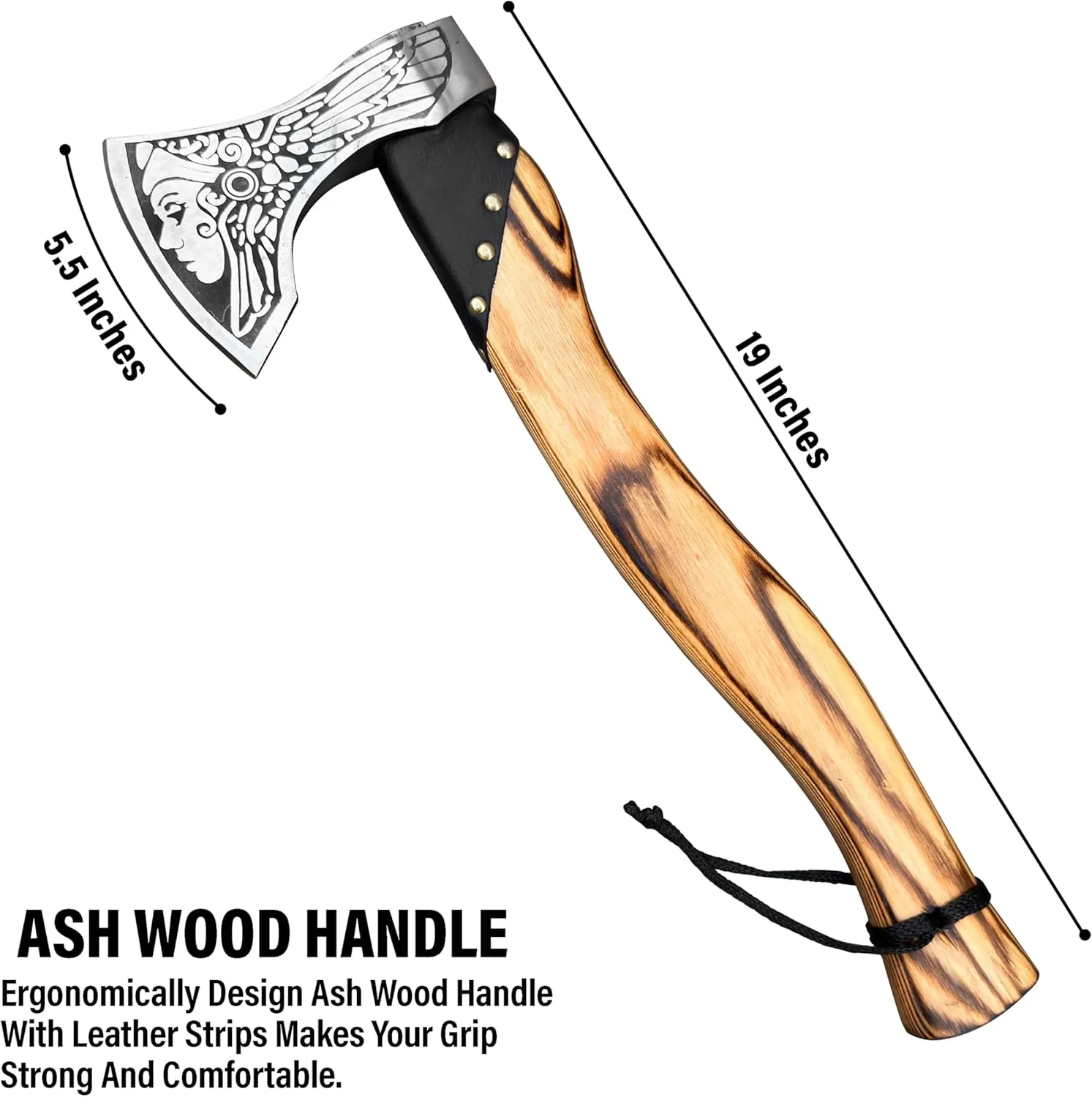Custom Handmade Viking Axe - Carbon Steel Blade, Ash Wood Handle, Hand-Forged Battle Axe for Camping, Hunting, Bushcraft, and Collectors