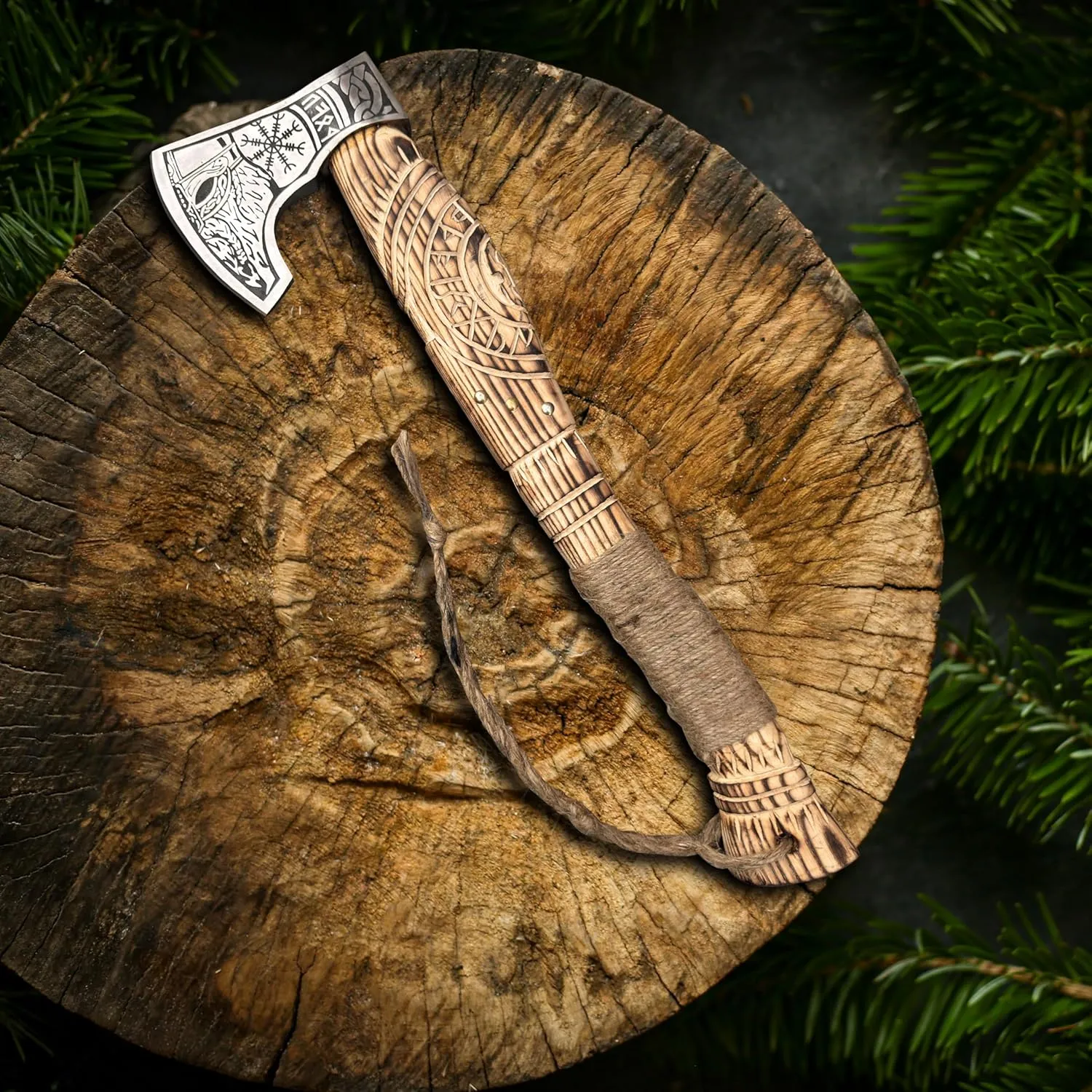 Custom Handmade Viking Axe - Carbon Steel Blade, Ash Wood Handle, Hand-Forged Battle Axe for Camping, Hunting, Bushcraft, and Collectors