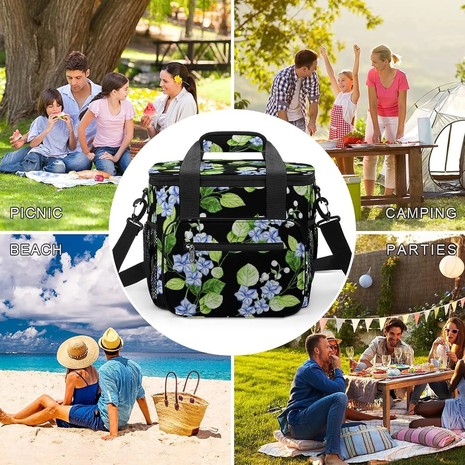 Cute Kawaii Salamander Portable 22.5L Soft Cooler Bag for Car Camping Axolotl Funny Cartoon Leakproof Ice Chest with Adjustable Strap Insulated Lunch Box for Work Hiking Picnic