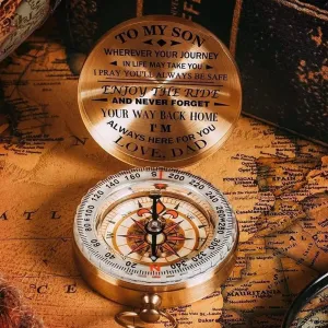 Dad to Son - Enjoy The Ride - Compass,Directional Magnetic Compass, Camping Survival Compass, Nautical Gift for Son from Dad,to My Son Gifts,for Son