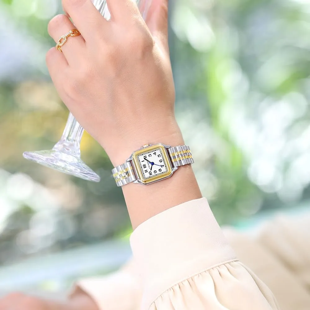 Dainty Square Watch for Women with Easy Read Arabic Numeral Ladies Dress Watches