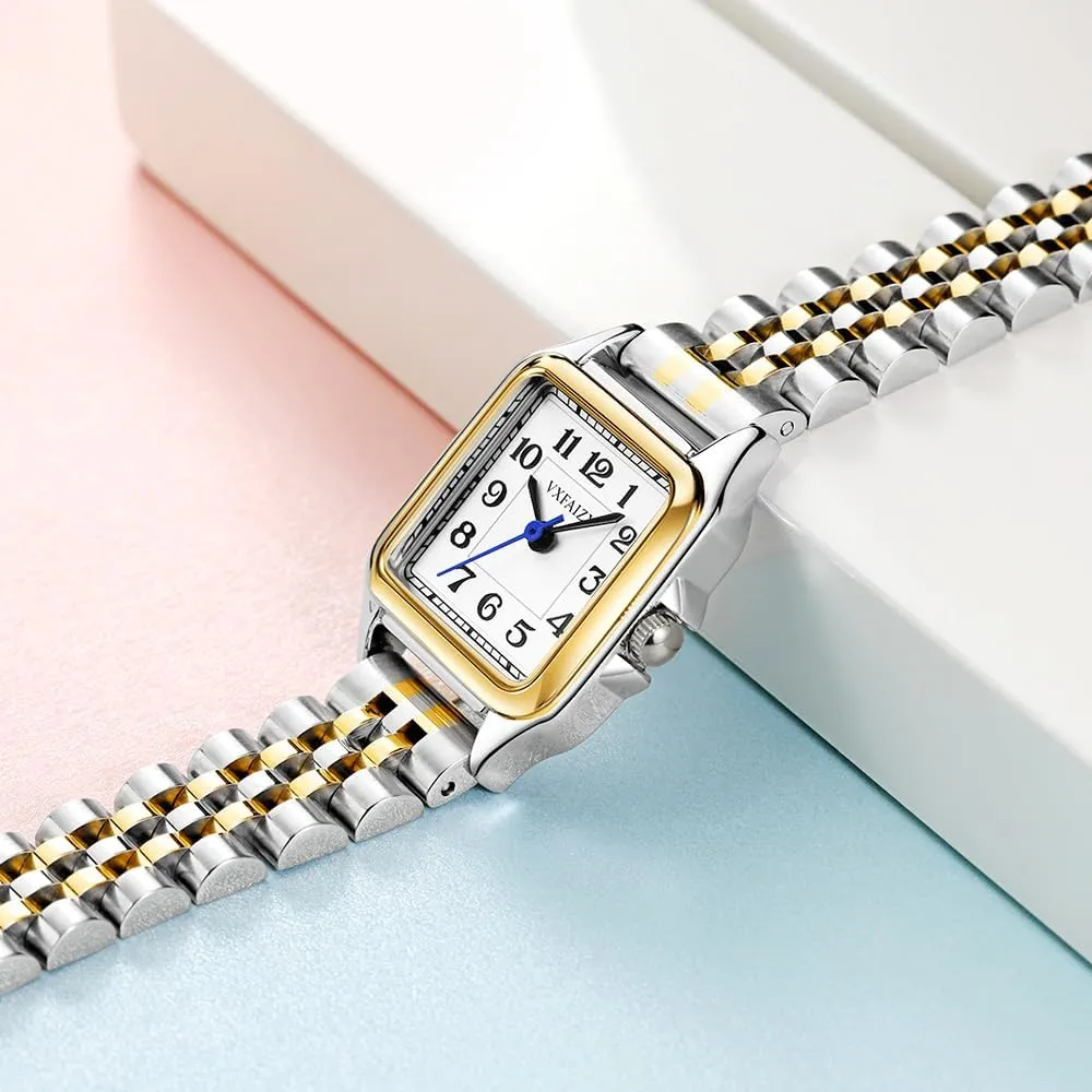 Dainty Square Watch for Women with Easy Read Arabic Numeral Ladies Dress Watches