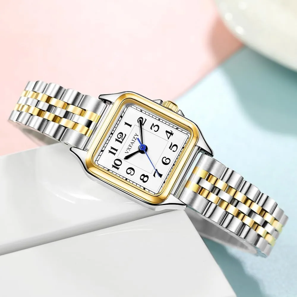 Dainty Square Watch for Women with Easy Read Arabic Numeral Ladies Dress Watches