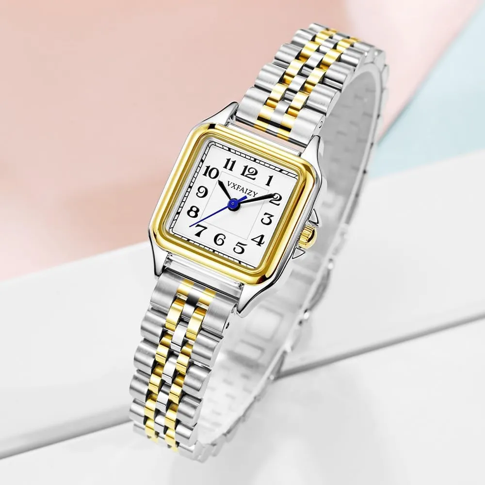 Dainty Square Watch for Women with Easy Read Arabic Numeral Ladies Dress Watches