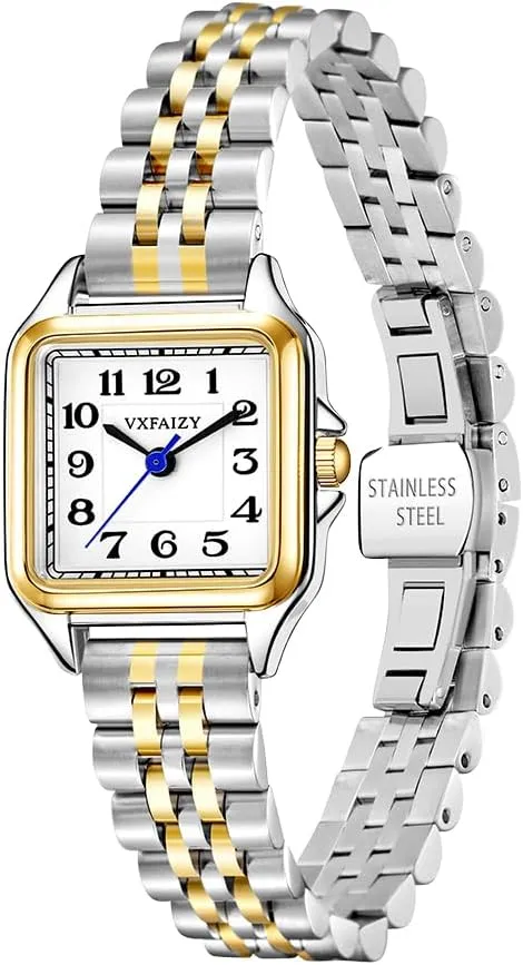 Dainty Square Watch for Women with Easy Read Arabic Numeral Ladies Dress Watches
