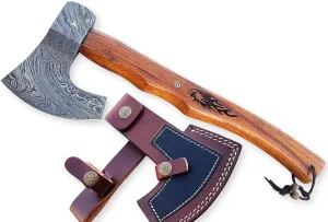 Damascus Steel Blade Axe Hatchet Tomahawk Hunting Knife Camping Outdoor/Life time Warranty on Manufacturers defect. SM14
