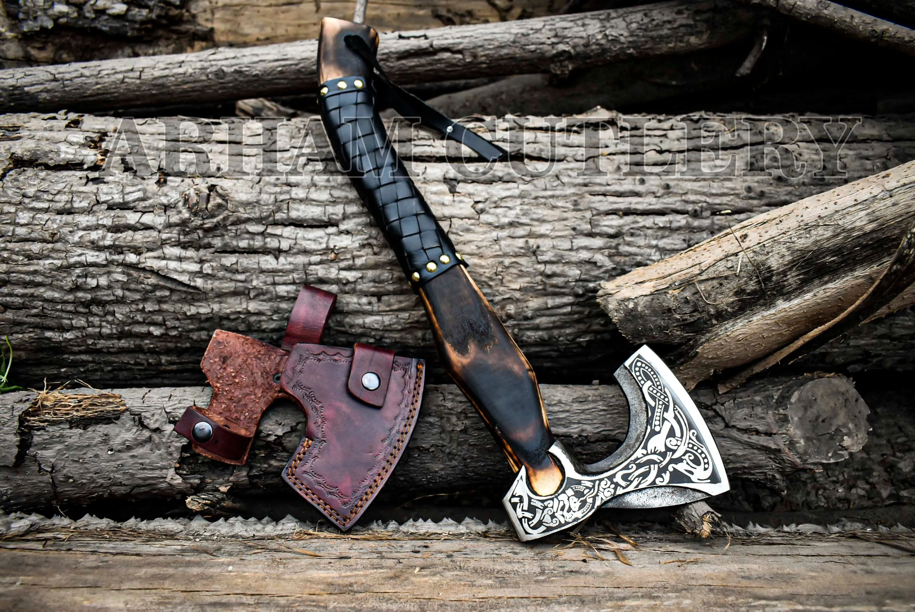 Damascus Steel Viking Battle Axe