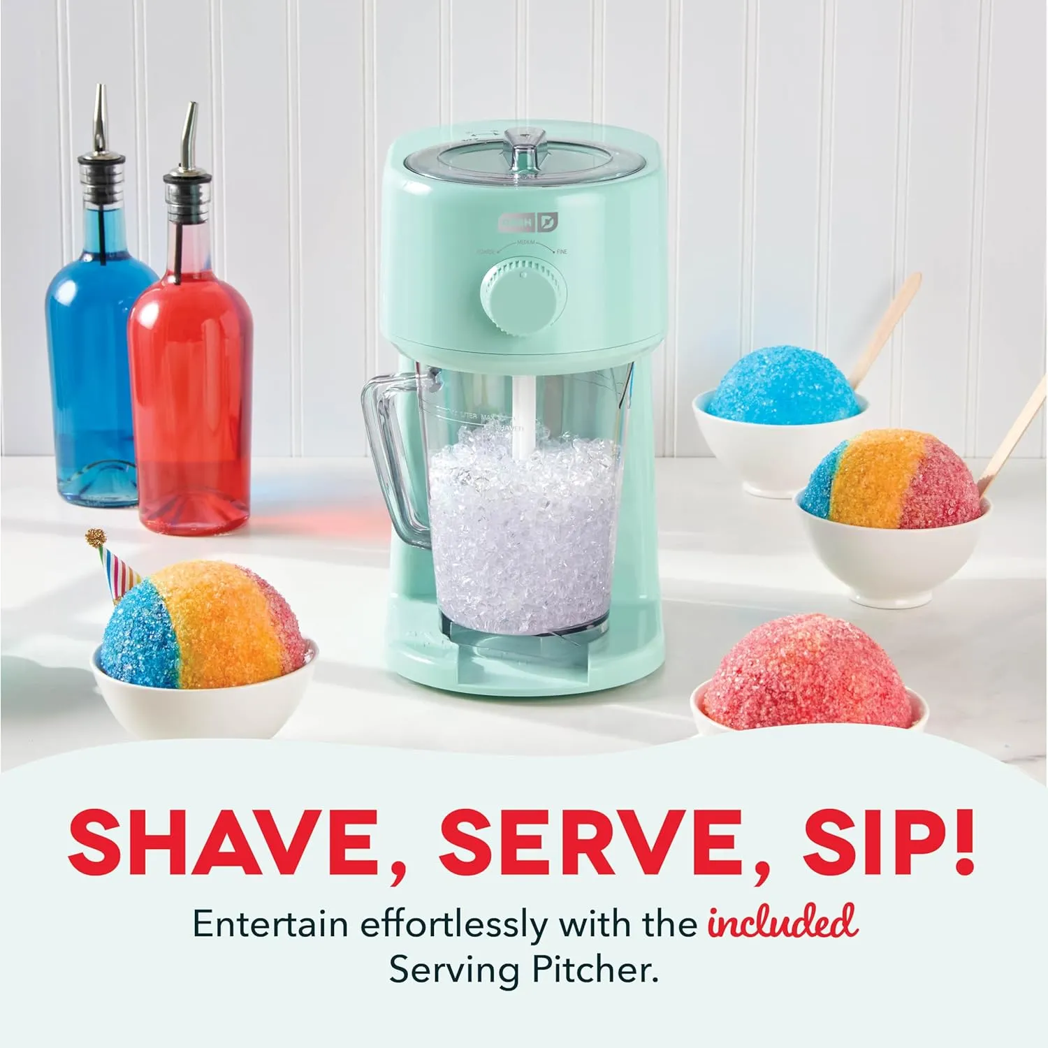 Dash Deluxe Shaved Ice & Sushy Maker with Serving Pitcher, 1L, Multi-Purpose Ice Shaver Machine for Homemade Shaved Ice, Snow Cones, Slushies, Cocktails & More - Aqua