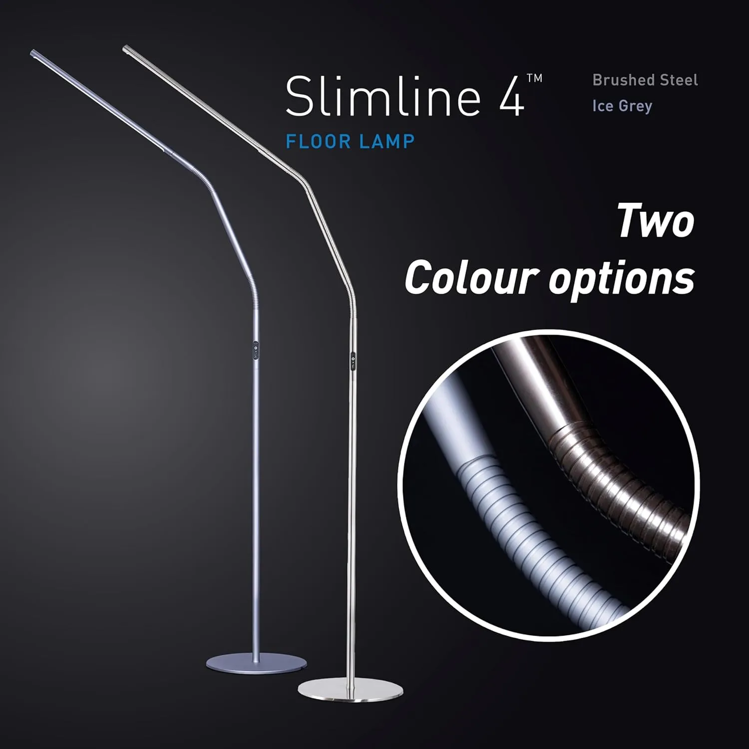 daylight Slimline 4™ LED Table Lamp in Brushed Steel - 6,000K, 3,200 Lux, 4 Brightness Levels, USB-C Charging Port, Anti-Glare Diffuser, Flexible Design, Art & Craft, Sewing, Nail Salon