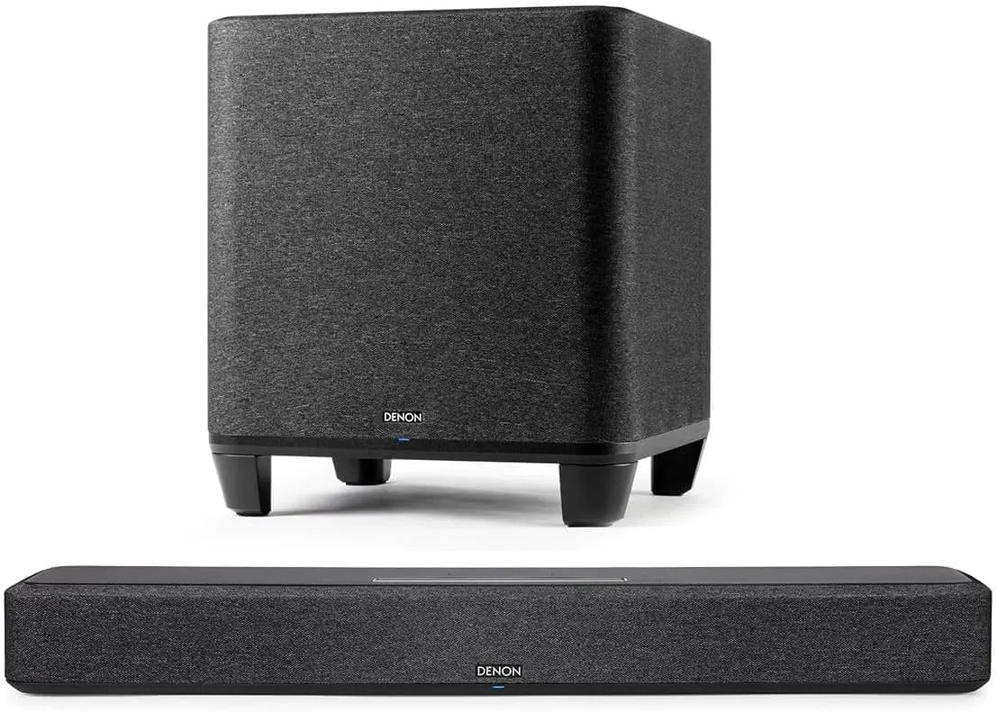 Denon Home Sound Bar 550 with Dolby Atmos and HEOS Built-in and Denon Home Wireless 8" Subwoofer with HEOS