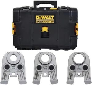 DEWALT Compact IPS Press Jaws Kit, 1/2In. - 1-1/4In., IPS Kit for Press Tool with TOUGHSYSTEM 2.0 BOX (DCE212K)