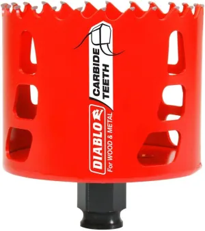 Diablo Carbide Teeth Hole Saw for Wood and Metal - Fits with Snap - Lock Plus Mandrel System, Tool-Free Plug Ejection - 3-1/2" Diameter, 2-3/8" Length - DHS3500CT