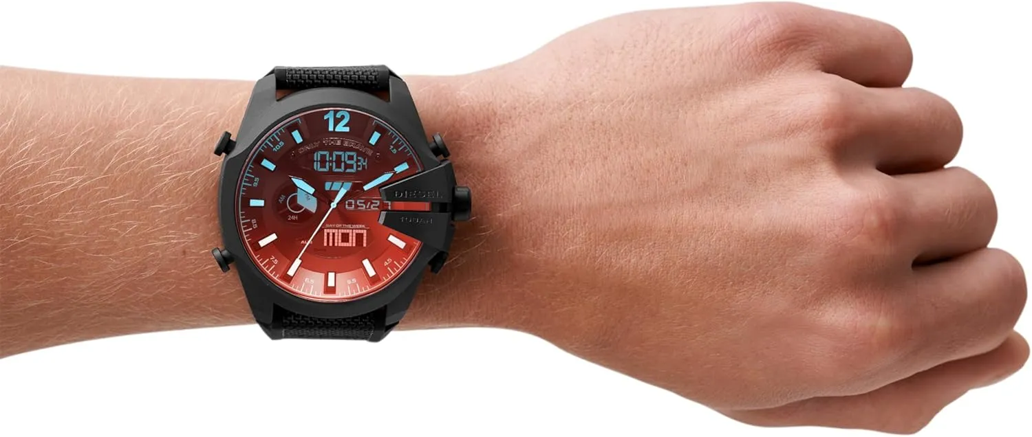 Diesel Mega Chief Stainless Steel Men's Watch with Analog or Digital Movement