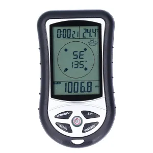 Digital Compass Altimeter, Multi Function Altimeter Barometer with 5 Seconds High Brightness Blue LED Electronic Backlight, Eight Directional Mode Display Compass Outdoor Digital Display Device