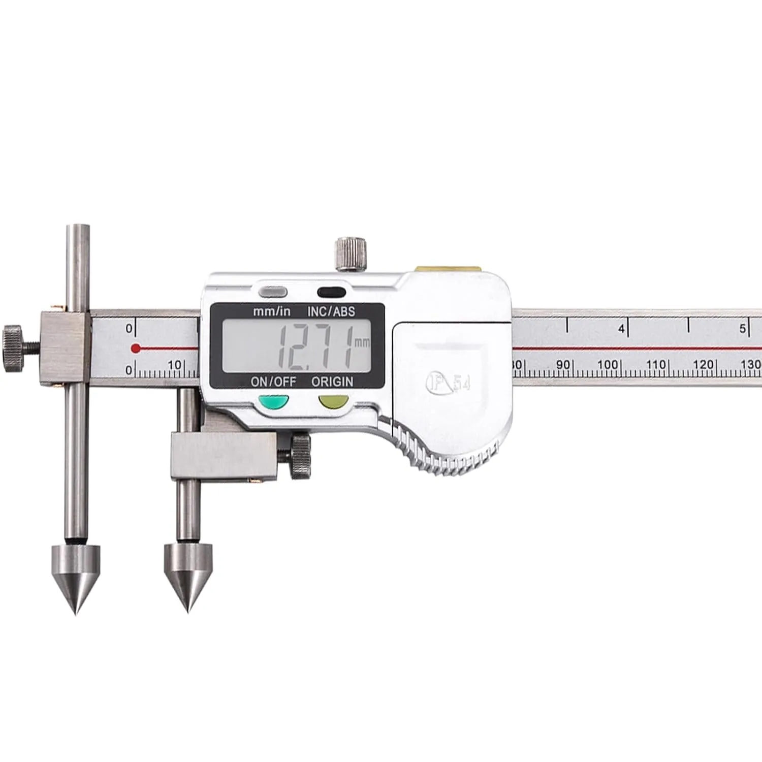 Digital Offset Centerline Caliper Hole Distance Vernier Ruler Cone Probe Hole Center Distance Ruler Measuring Tool Stainless Steel Inch/MM (10-300mm)