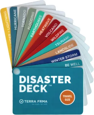 DISASTER DECK - Kit Ready Emergency Preparedness Reference Cards for Vehicle & Outdoor Safety and Survival - Stay Calm & Safe During Disasters including Wildfires, Earthquakes, Hurricanes and Flooding