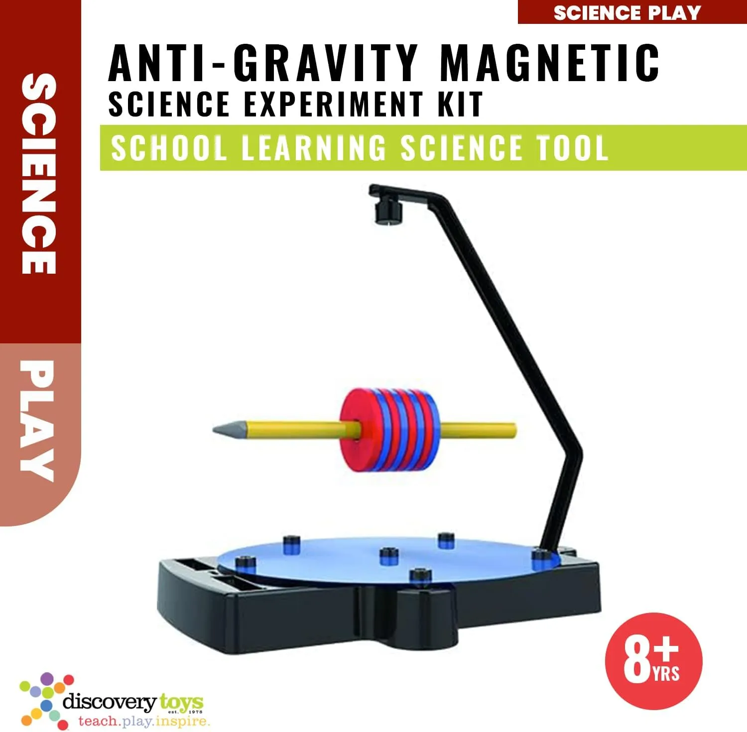 Discovery Toys Anti-Gravity Magnetic Science Experiment KIT | Magnetic Levitation Toy Spinner, Compass, Spring | Physics Stem Toy | Educational Gift for Kids | 7 Experiments Maglev Toy | 8  yrs