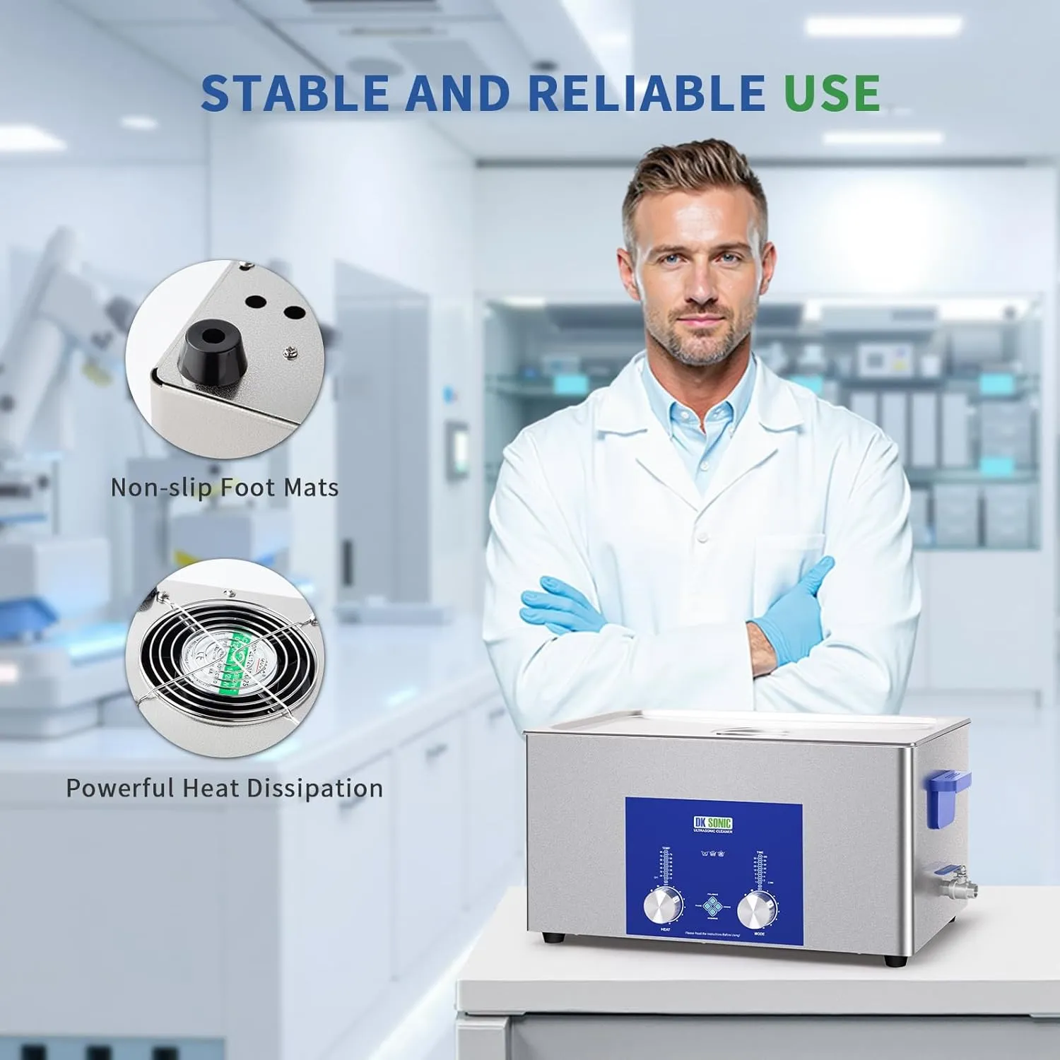 DK SONIC Ultrasonic Cleaner - Ultrasonic Carburetor Cleaner,Sonic Cleaner,Ultrasound Gun,Lab Tool,Carburetor,Engine Parts Cleaning Machine with Encoded Timer and Heater(5.81Gal-22L)