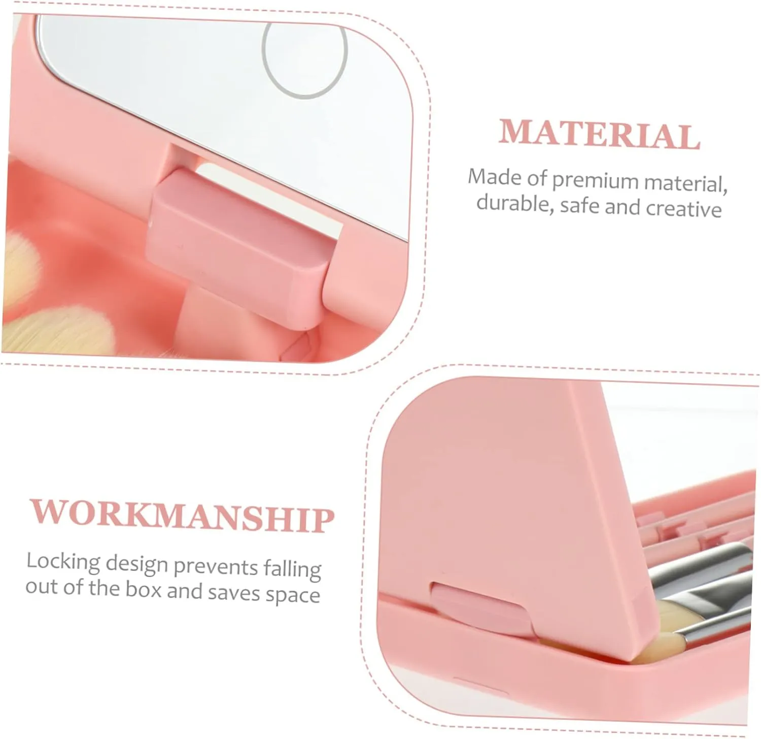 DOITOOL Led Touchscreen Makeup Mirror with 5pcs Brush Folding Compact Mirror Travel Beauty Mirror for Girls Women Artists