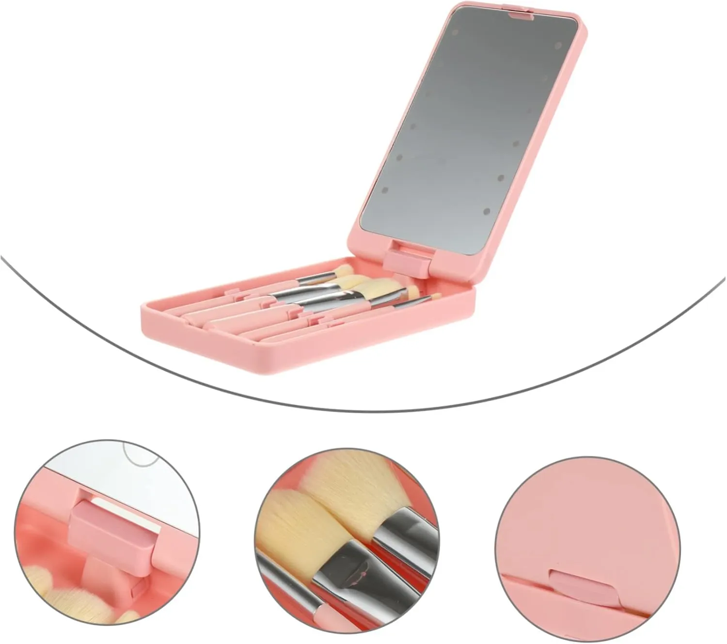 DOITOOL Led Touchscreen Makeup Mirror with 5pcs Brush Folding Compact Mirror Travel Beauty Mirror for Girls Women Artists