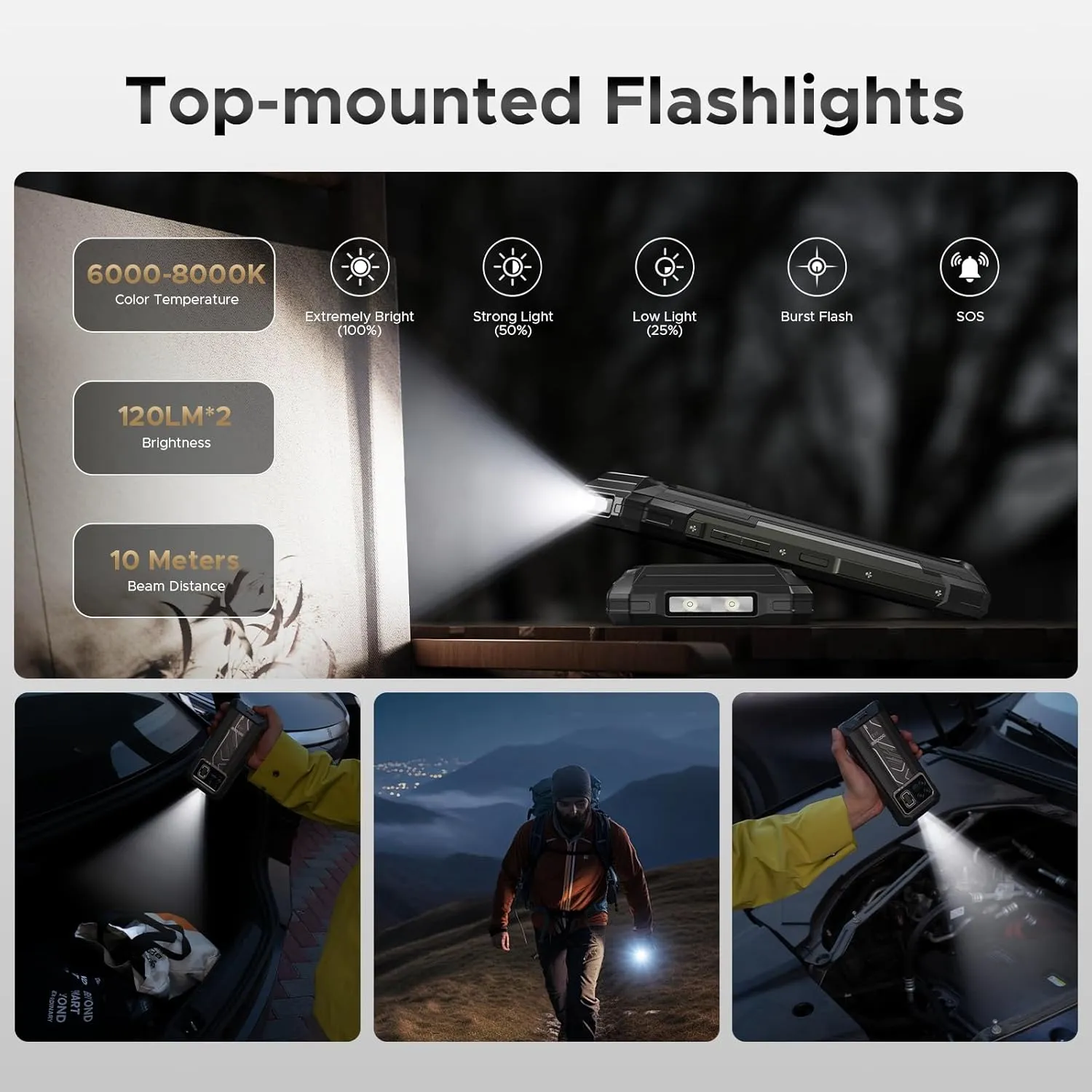 DOOGEE Fire 6 Max(2025) 5G Rugged Smartphone with Thermal Image Camera,20800mAh/33W Fast,6.72" FHD  120Hz IPS Screen,120LM Flashlight Rugged Phone,256GB/TF 2TB,50MP,Android 14,IP68 Waterproof Phone