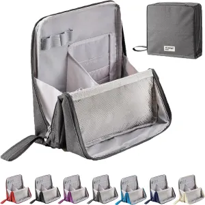 Doresty Makeup Bag, Doresty Standing Makeup Bag, Portable, Large Capacity, Vertical Large Opening Waterproof Multifunctional Stand Up Bags With Compartments (E)