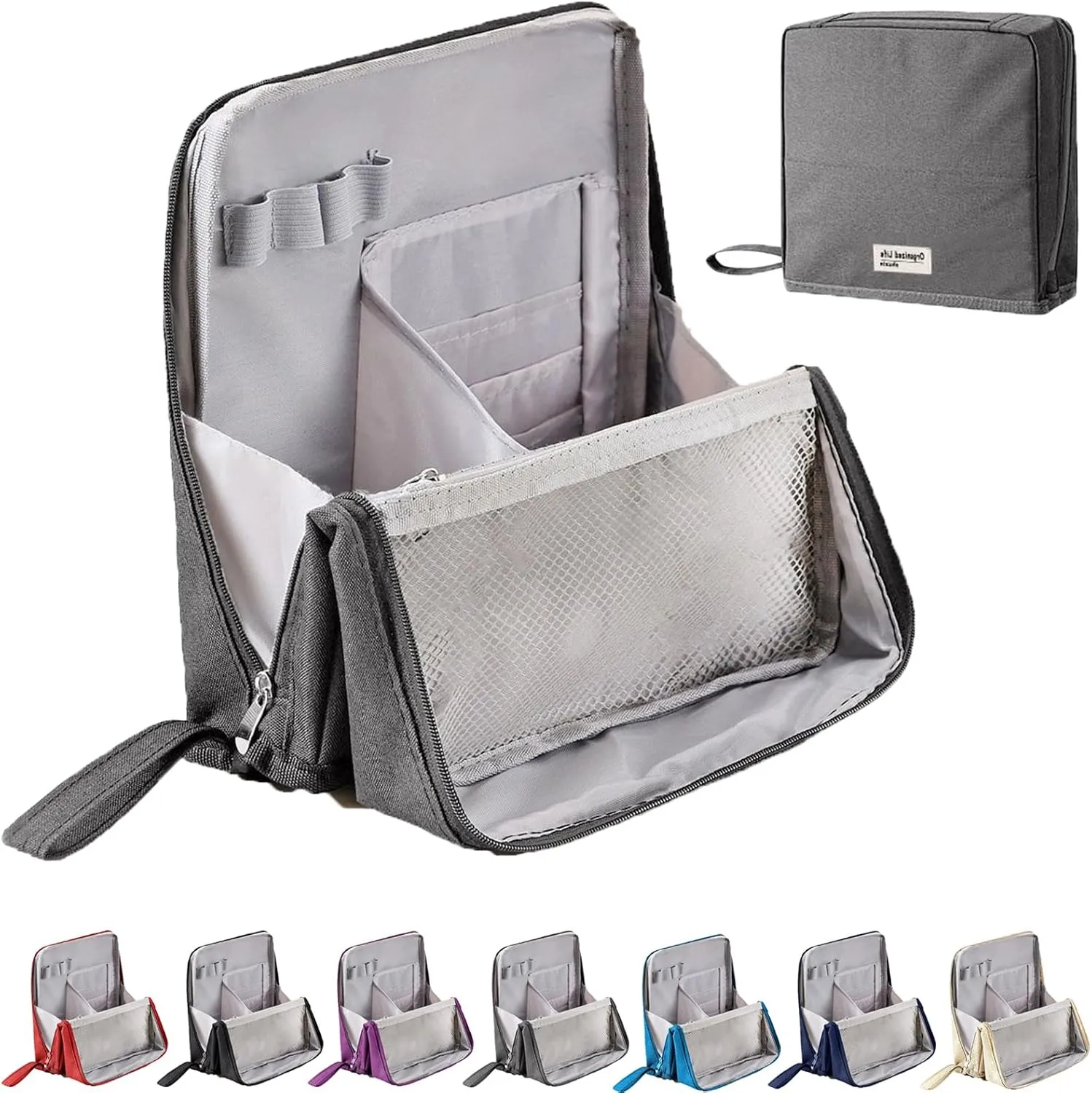 Doresty Makeup Bag, Doresty Standing Makeup Bag, Portable, Large Capacity, Vertical Large Opening Waterproof Multifunctional Stand Up Bags With Compartments (E)