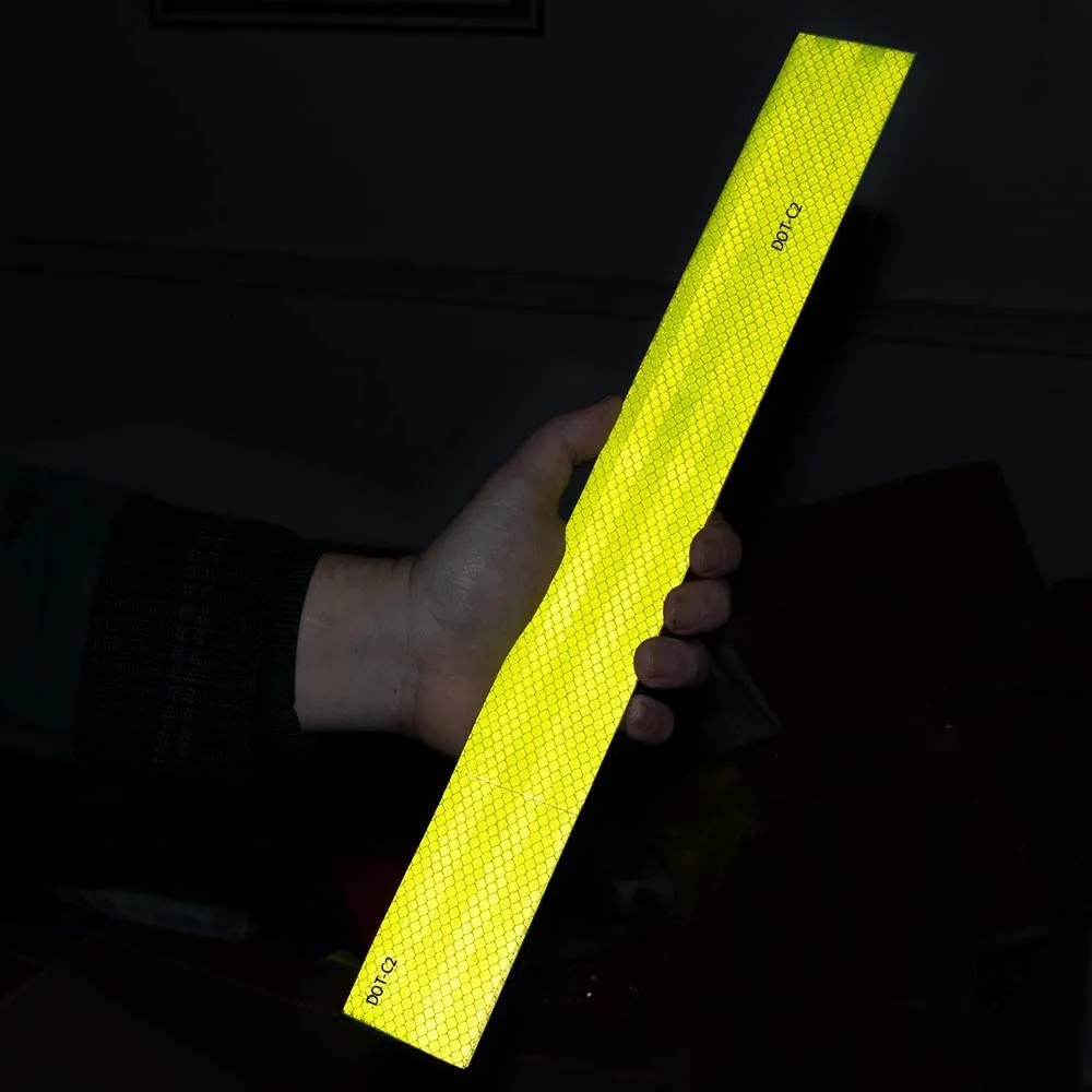 DOT-C2 Reflective Tape Yellow Outdoor 2 in X 160FT Waterproof Self Adhesive Trailer Safety Caution Reflector Conspicuity Tape for Trucks Cars