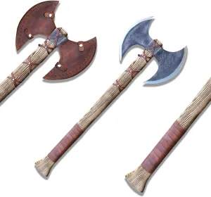 Double Sided Axe, Hand Forged Steel Axe, Medieval Warrior Axe, Viking Axe, Double Head Axe, Comes with Leather Sheath, Best for Hunting, Camping, and Birthday Gift