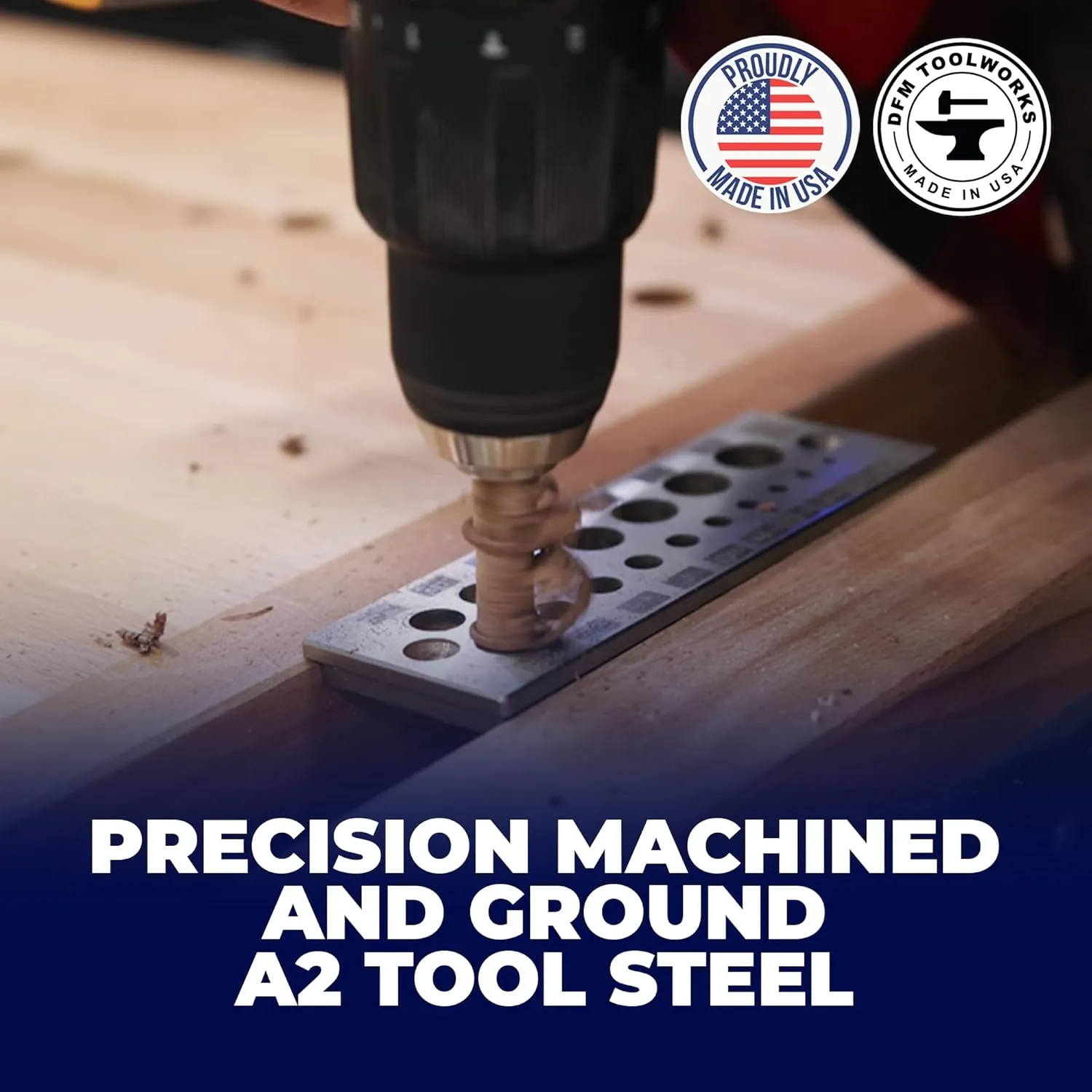 Doweling Tool - Premium Dowel Maker Tool, Versatile Dowel Plate, High-Grade A2 Steel for Woodworking, Made in USA - English 17 Holes, Multi-Size