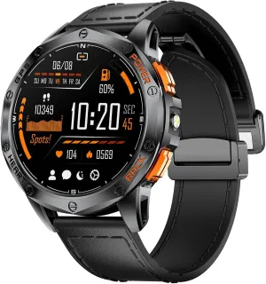 DREMAC 48mm Rugged Military Smart Watches for Men - GPS/Barometer/Altimeter/Compass, 1.43" Amoled Display, LED Flashlight,100  Sports Modes Fitness Tracker, Compatible iOS Android, Black