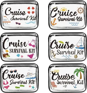 Dripykiaa Cruise Essentials 6Pcs Waterproof Makeup Bag with Zipper Pouch for Trip Gifts