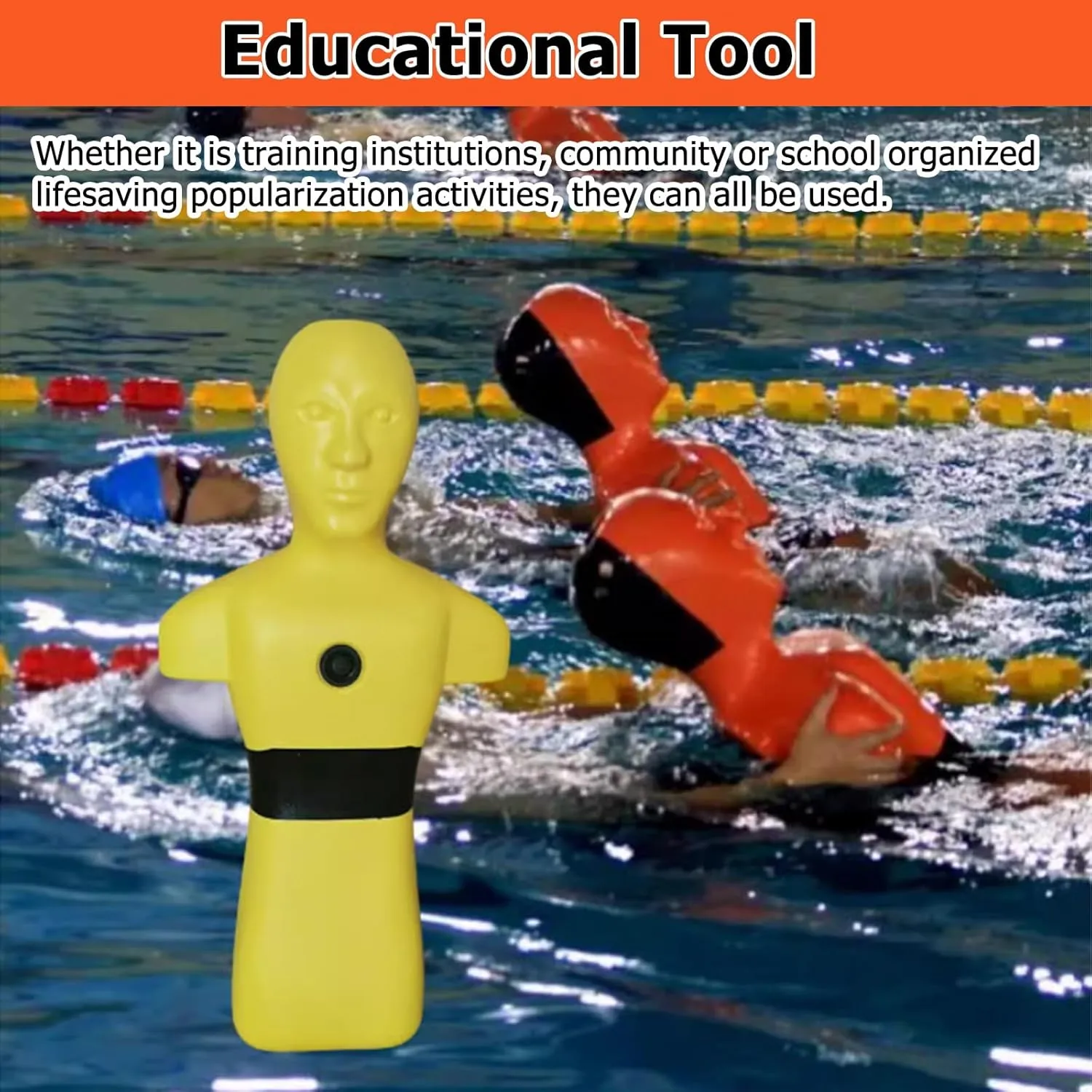 Drowning Prevention Teaching Tools, 2pcs Water Resuscitation Training Dummy for Kids, Water Rescue Simulator Dummys, Improve Swimming Skills & Fire Drill, Plastic(2 Pieces Orange)