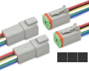 DT Deutsch 6 Pin Connector Kit Waterproof Electrical Connector 16 AWG Male and Female Automotive Wire Connectors for Car Truck Boat (6 Pin 2 Sets)